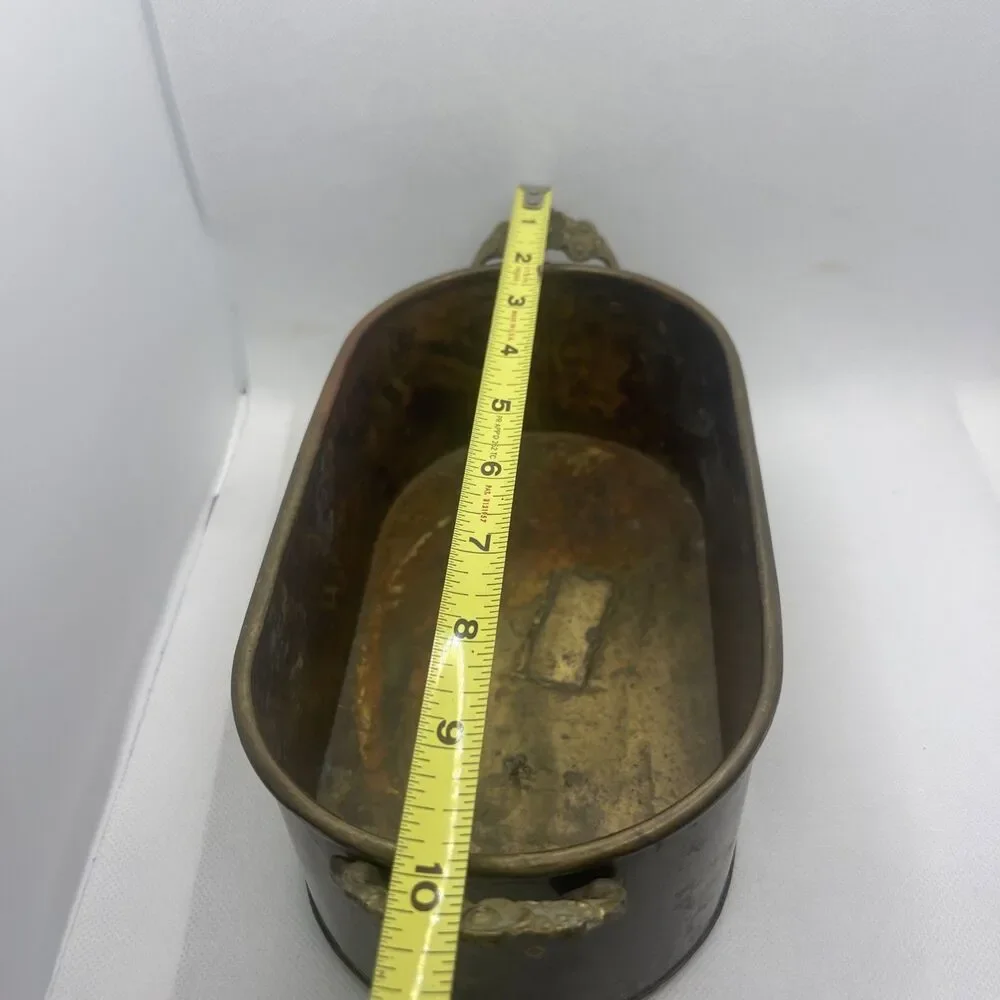 Vintage copper Duck planter with brass handles oval hand made VERY RARE